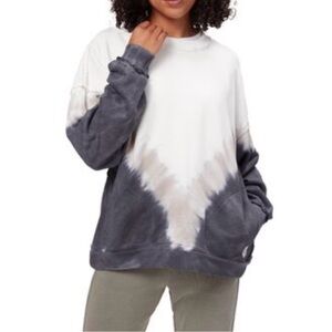 Free People Movement Metti Crew Sweatshirt Ombré Tie Dye Ivory/Charcoal